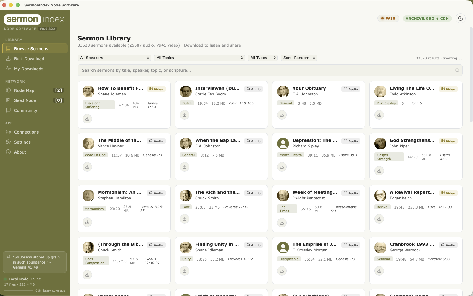 SermonIndex Node Software — Sermon Library